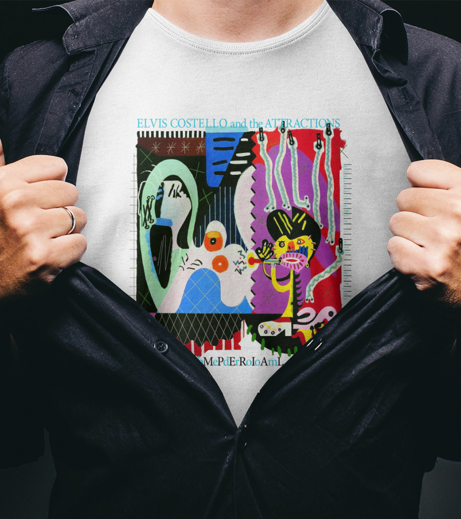Elvis Costello And The Attractions Ibmepderroioaml Imperial Bedroom Vibrant Abstract Artwork T-Shirt