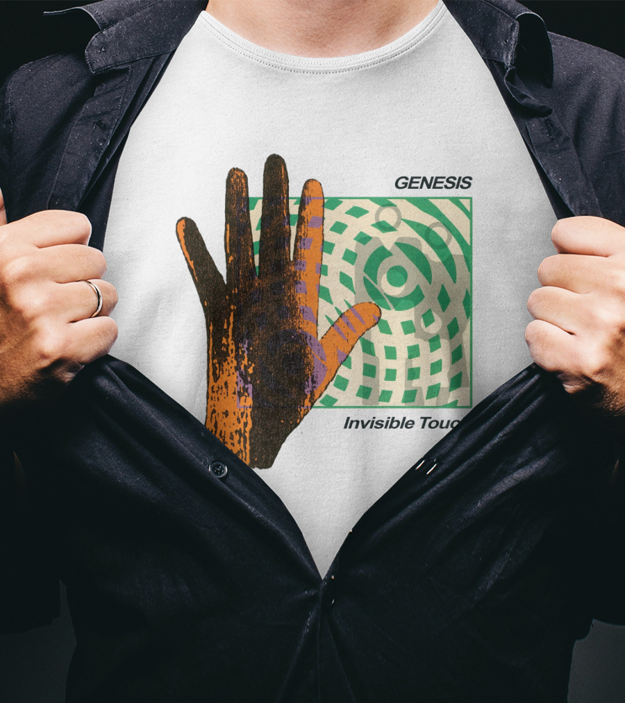Genesis Invisible Touch Album Cover Art Hand Green T-Shirt