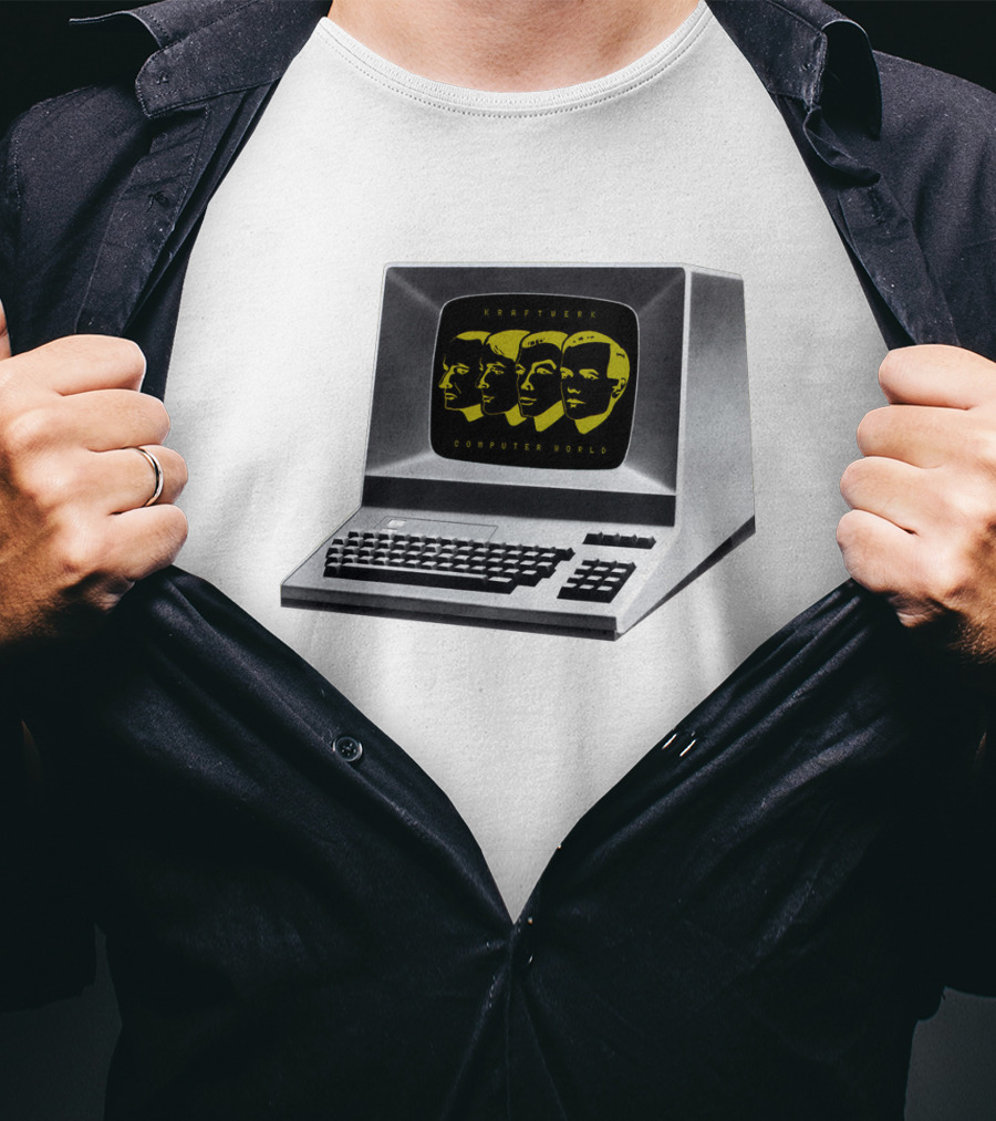 Kraftwerk Computer World Faces On Retro Monitor T-Shirt