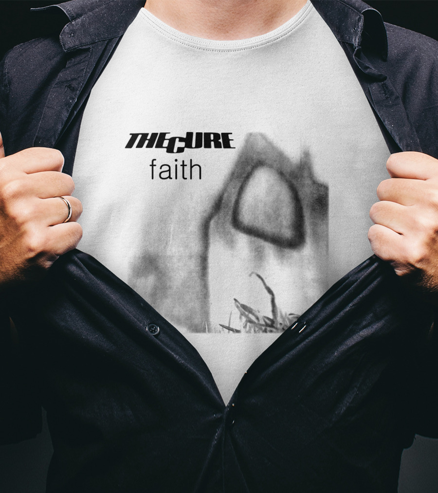 The Cure Faith Album Cover Black And White Gothic T-Shirt