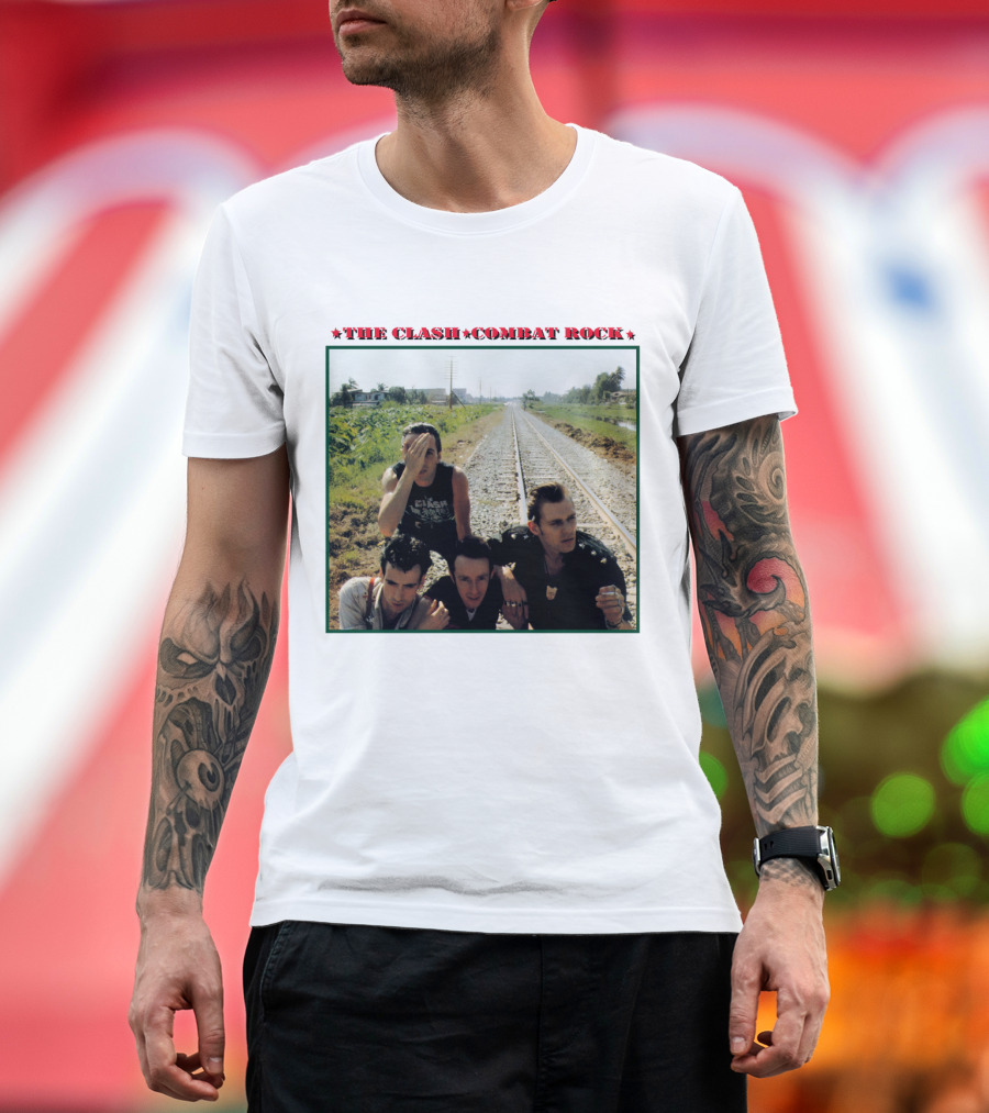 The Clash Combat Rock Album Cover Railroad Scene T-Shirt