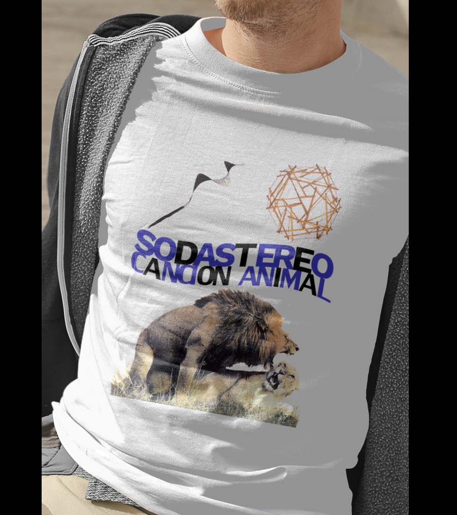 Soda Stereo Cancion Animal Lion Imagery With Geometric Sun T-Shirt
