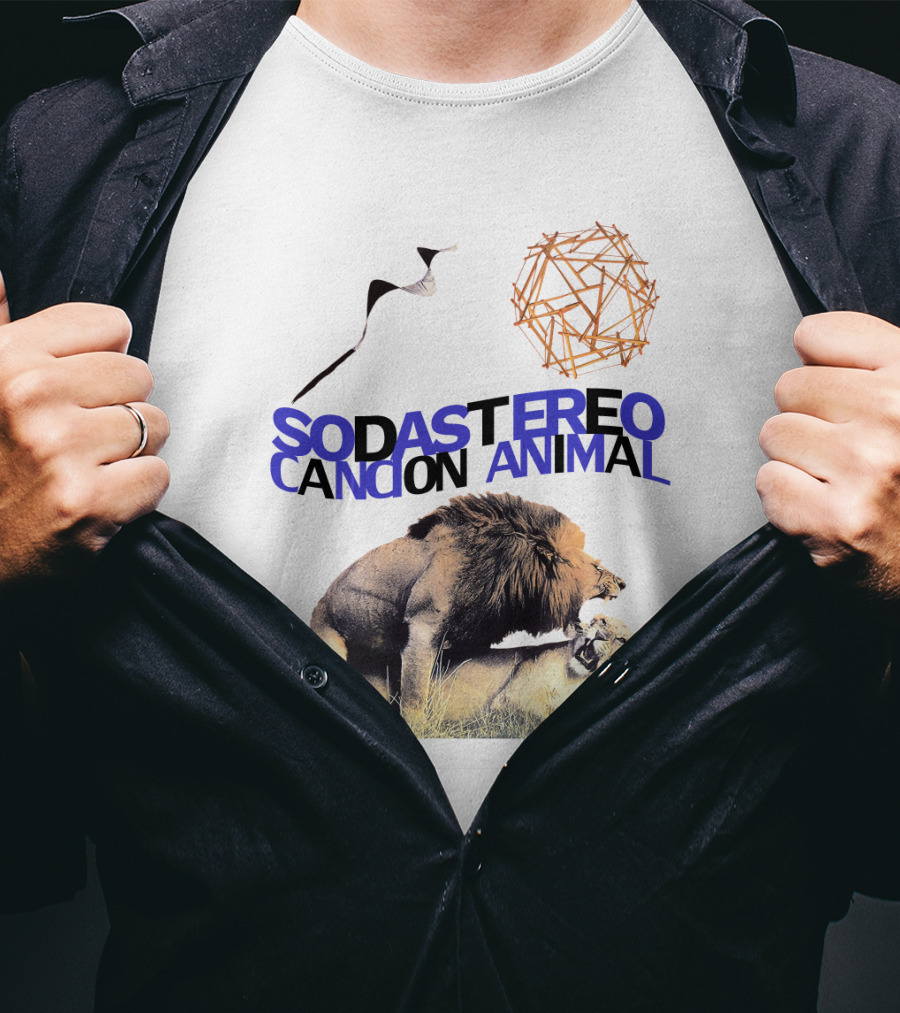 Soda Stereo Cancion Animal Lion Imagery With Geometric Sun T-Shirt