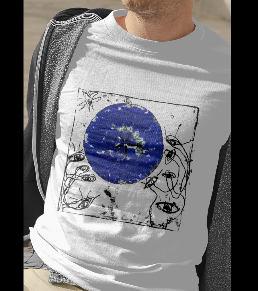 The Cure Wish Album Art Blue Circle With Abstract Eye Drawings T-Shirt