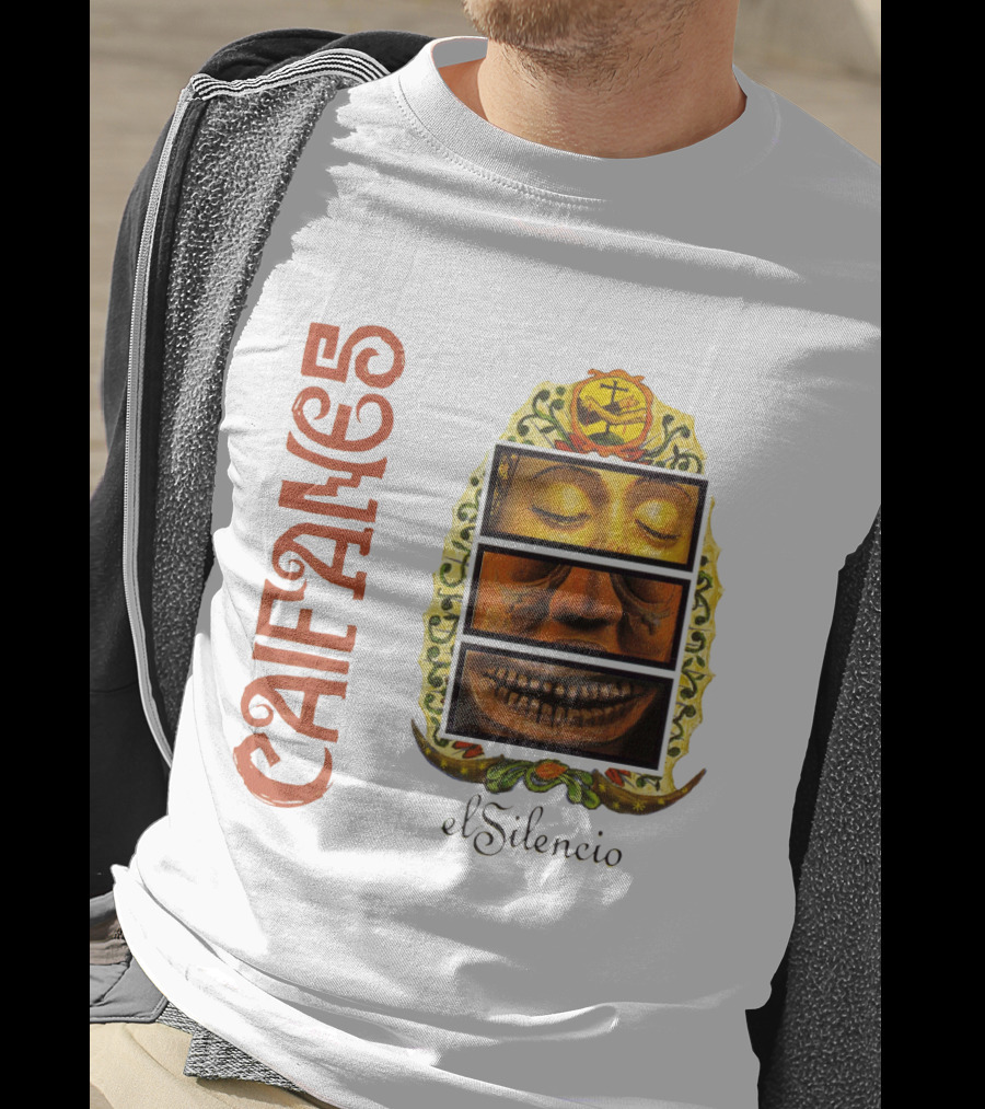 Caifanes El Silencio Aztec-Inspired Face Art In Yellow And Brown T-Shirt