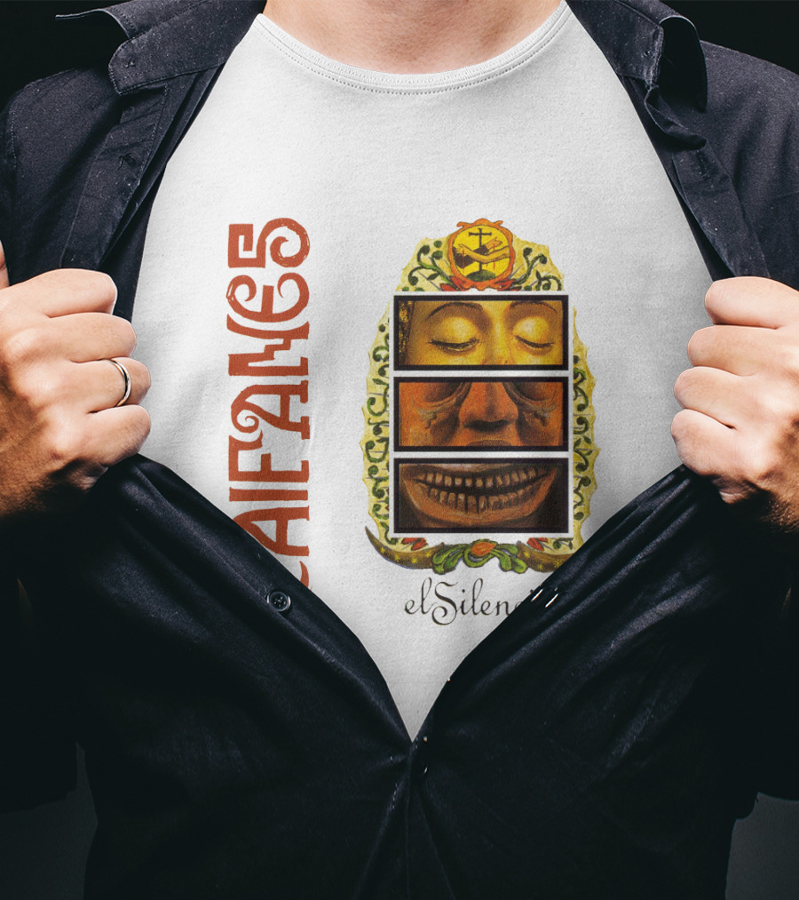 Caifanes El Silencio Aztec-Inspired Face Art In Yellow And Brown T-Shirt