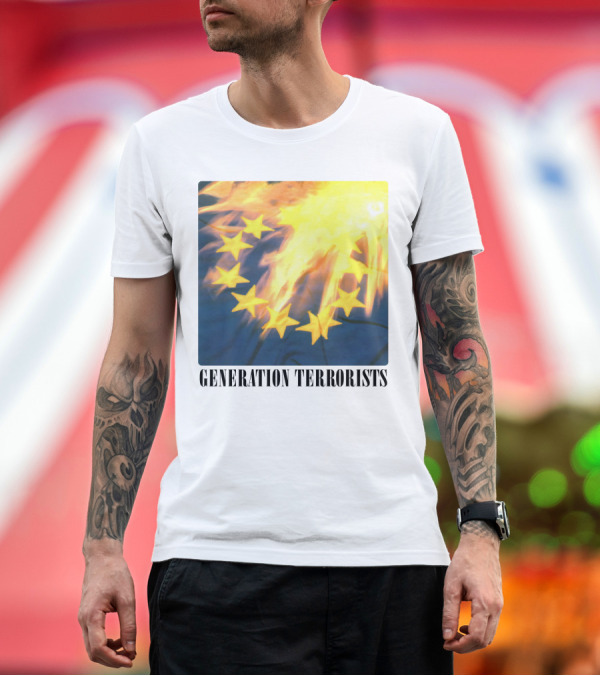 Premium T-Shirt: Manic Street Preachers Generation Terrorists European Flag Burning T-Shirt Manic Street Preachers Generation Terrorists European Flag Burning T-Shirt