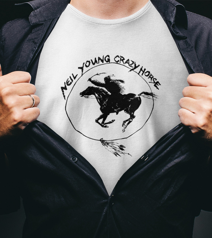 Neil Young Crazy Horse Ragged Glory Black Horse T-Shirt