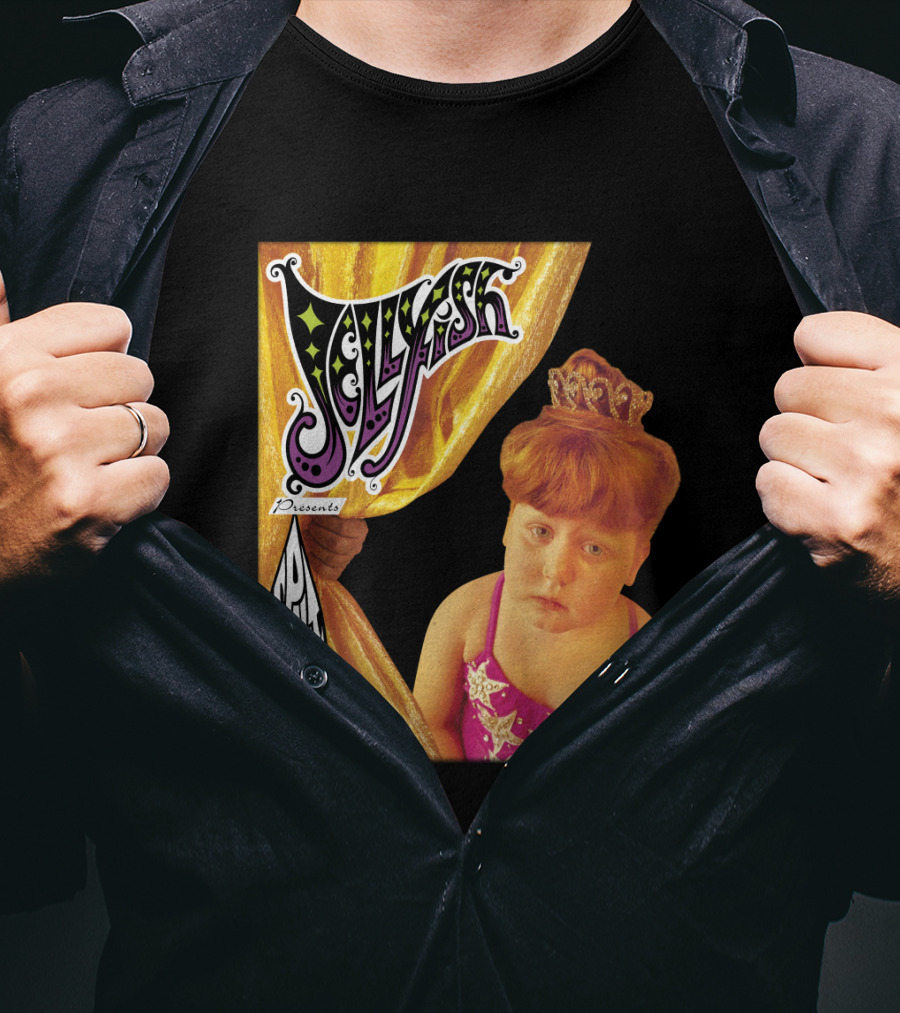 Jellyfish Presents Spilt Milk Girl With Tiara And Curtain T-Shirt