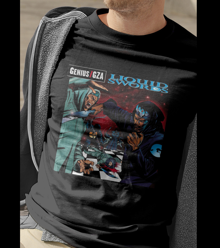 Genius Gza Liquid Swords 1995 Chess Battle Scene Warrior Confrontation T-Shirt