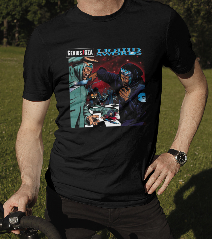 Genius Gza Liquid Swords 1995 Chess Battle Scene Warrior Confrontation T-Shirt