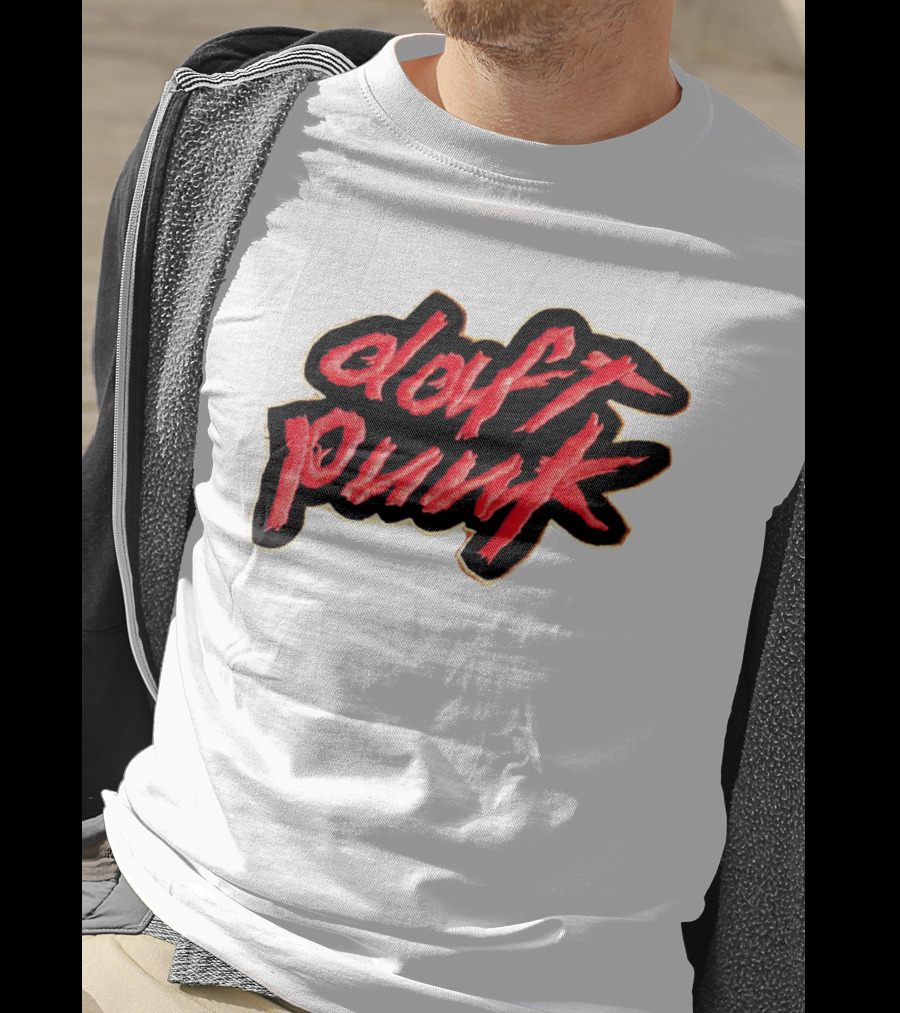 Daft Punk Logo Red Stylized Text T-Shirt