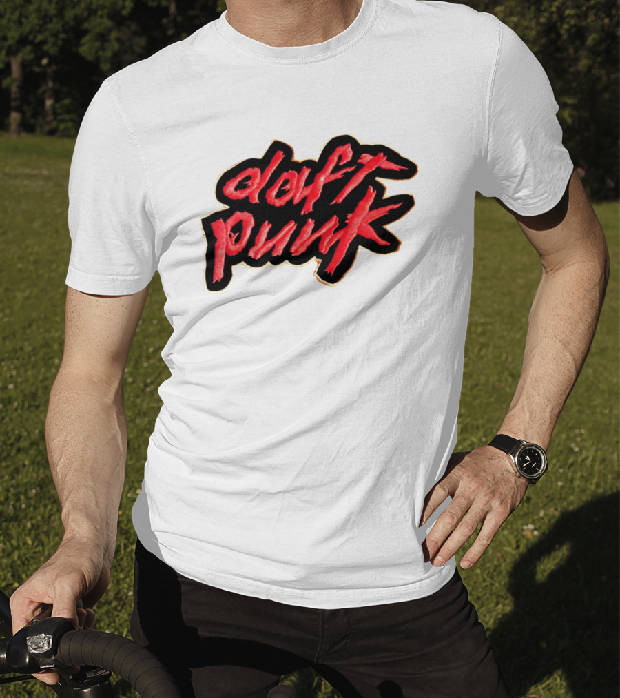 Daft Punk Logo Red Stylized Text T-Shirt