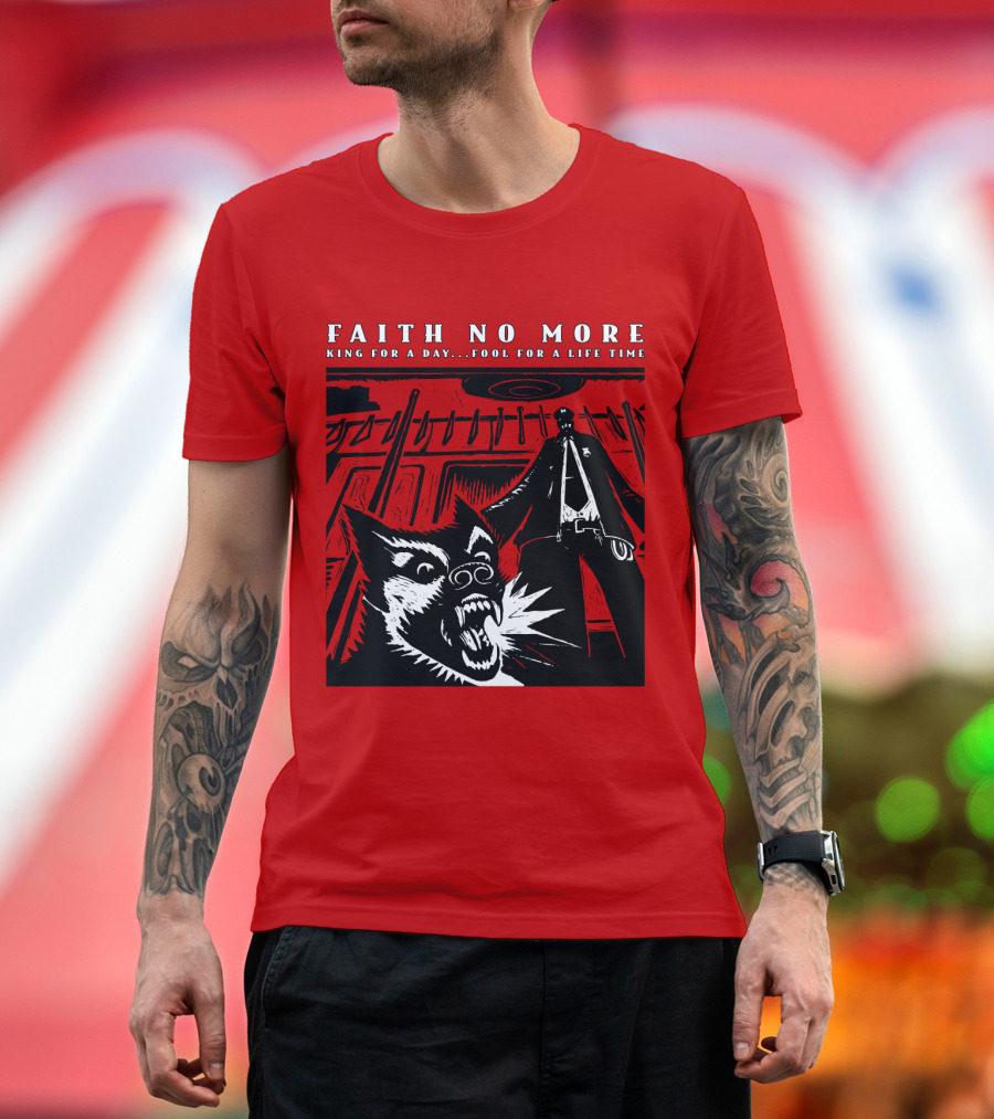 Faith No More King For A Day Fool For A Lifetime Graphic Black and White Dog Scene T-Shirt
