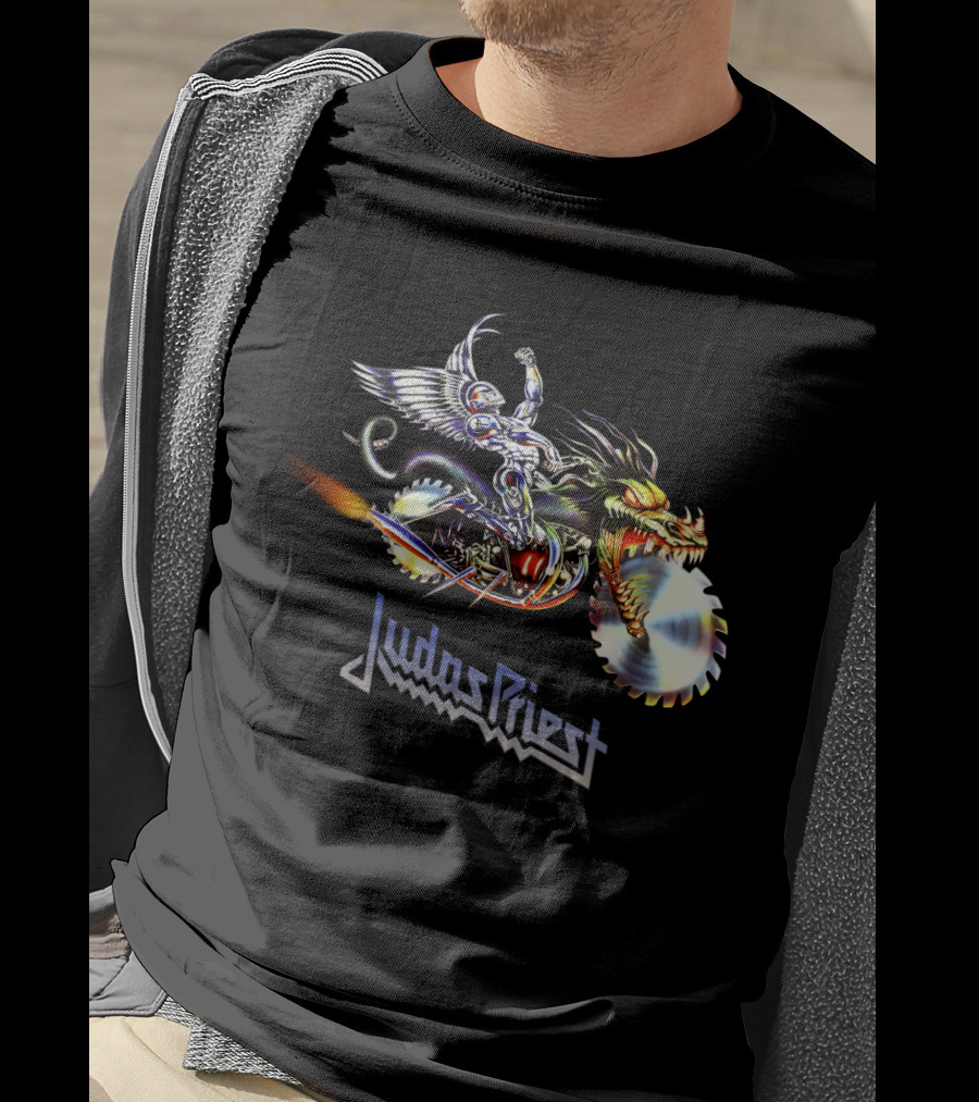 Judas Priest Painkiller Winged Rider On Dragon Motorcycle With Saw Blades T-Shirt
