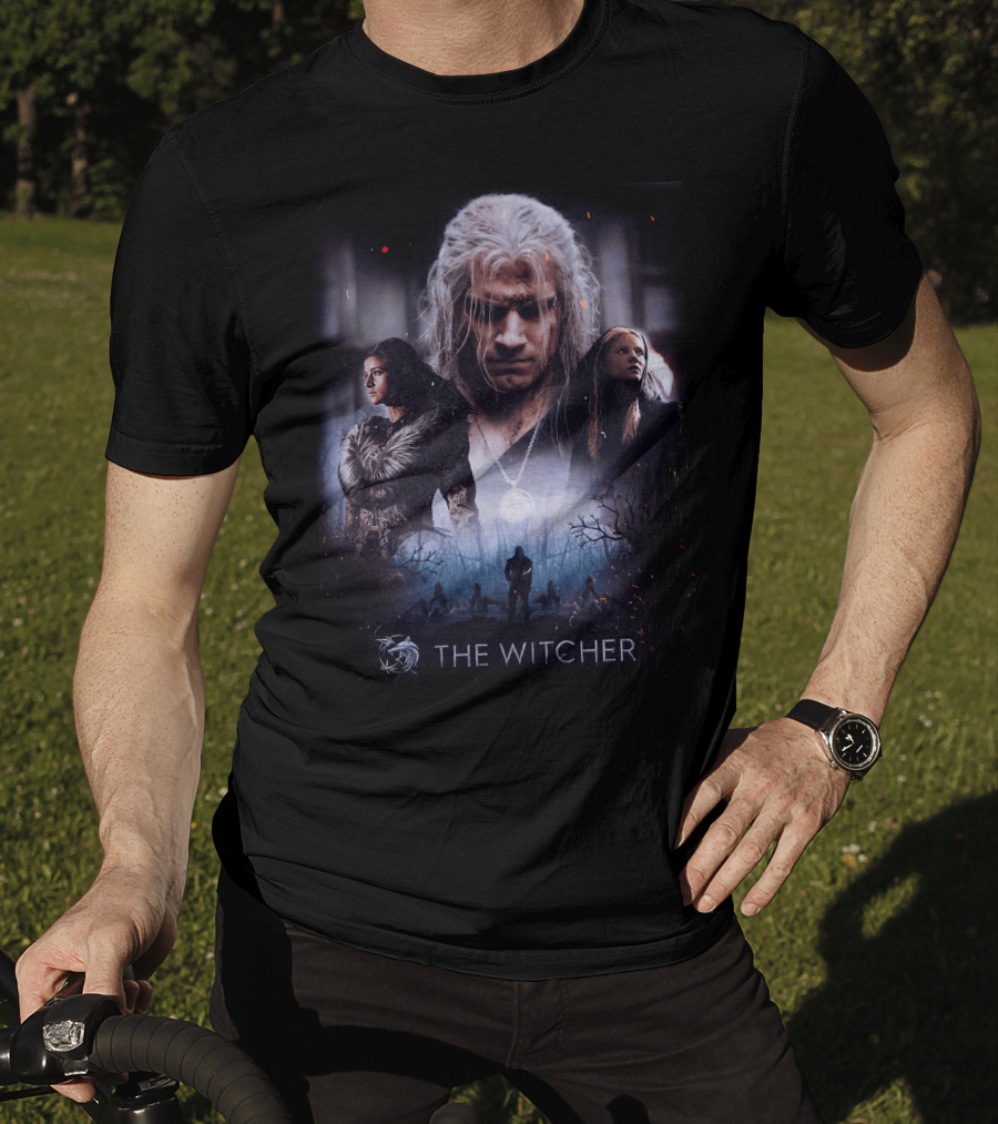 The Witcher Geralt Yennefer Ciri Dark Forest Scene T-Shirt