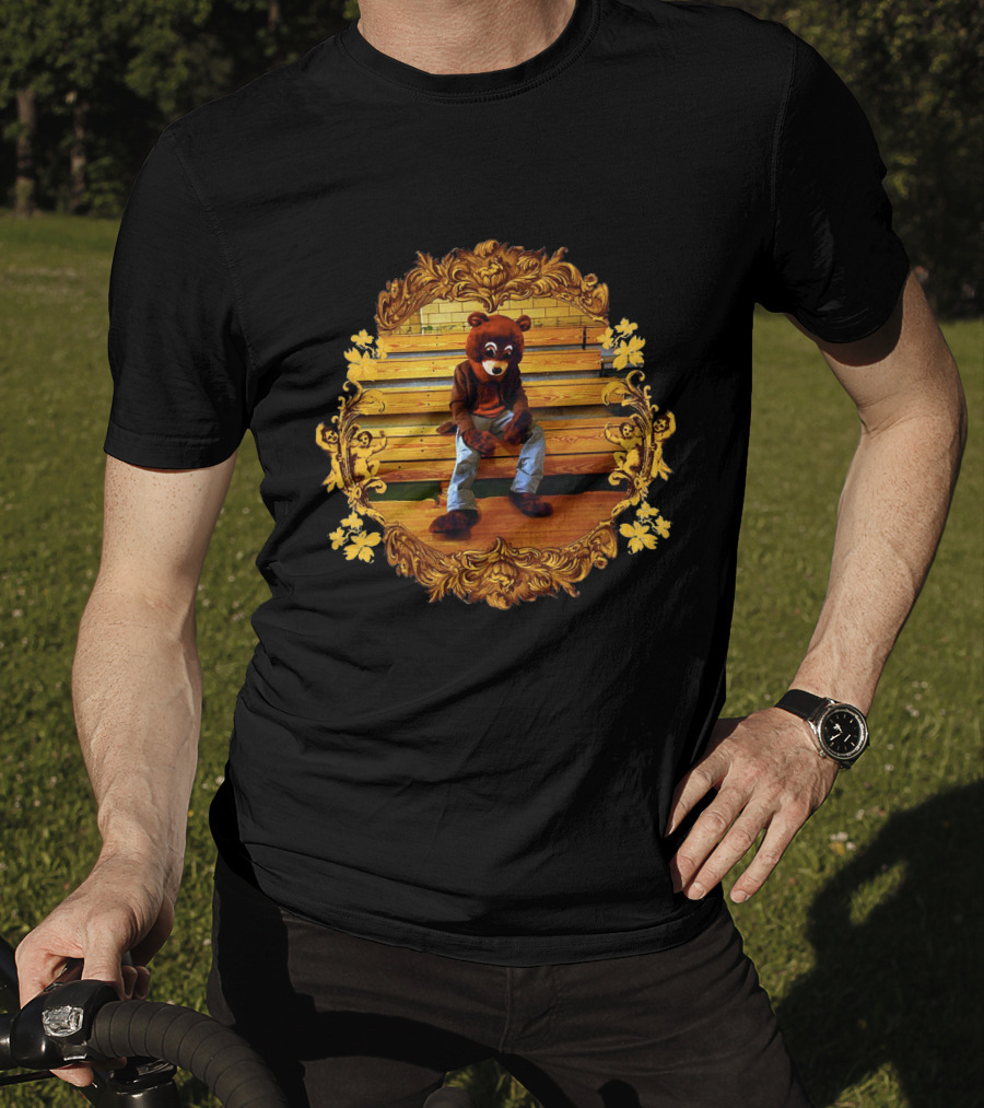 Kanye West The College Dropout Bear Sitting On Wooden Bleachers Gold Ornate Frame T-Shirt