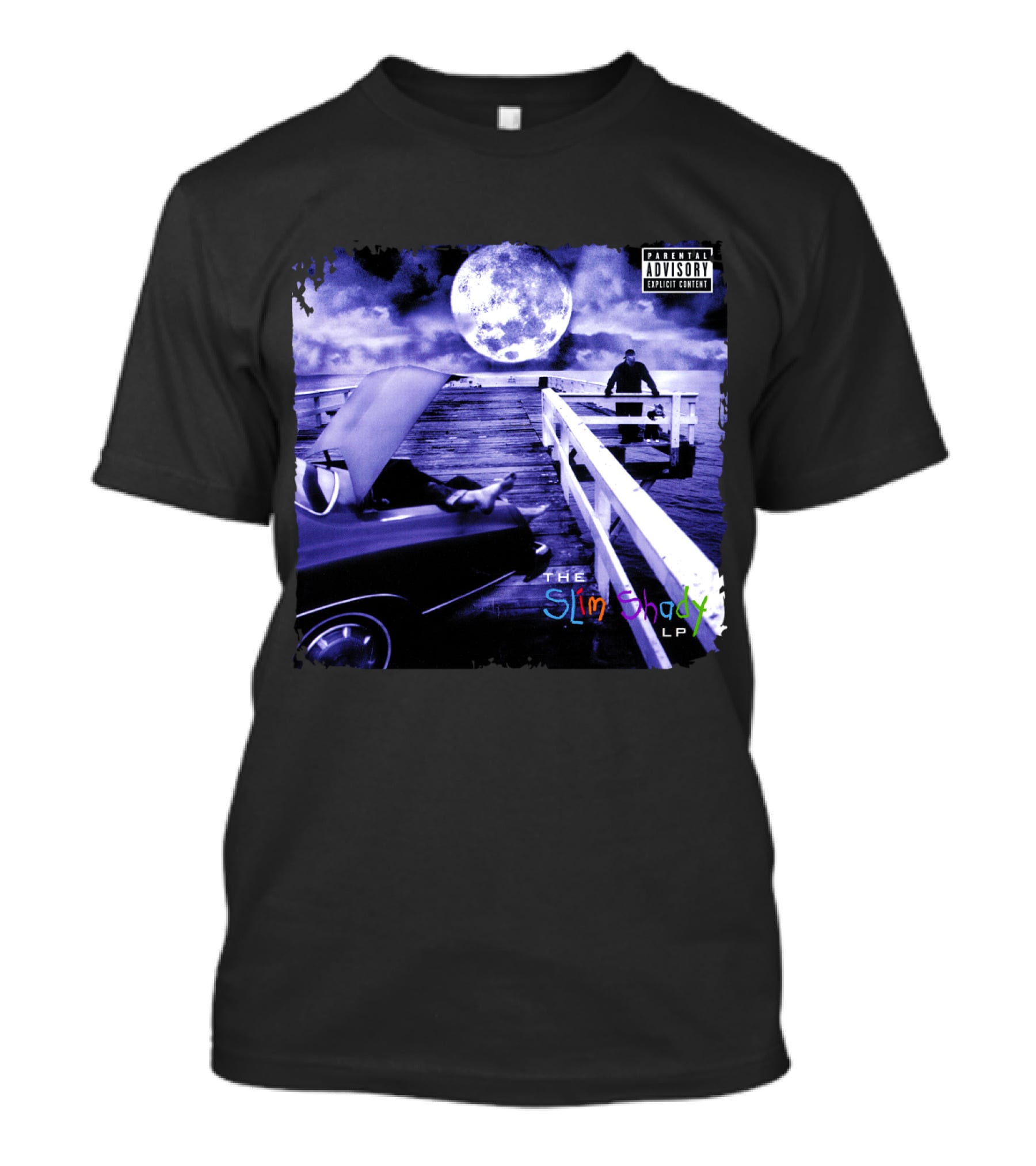 Eminem The Slim Shady LP Explicit Content Dark Purple Pier Moon T-Shirt