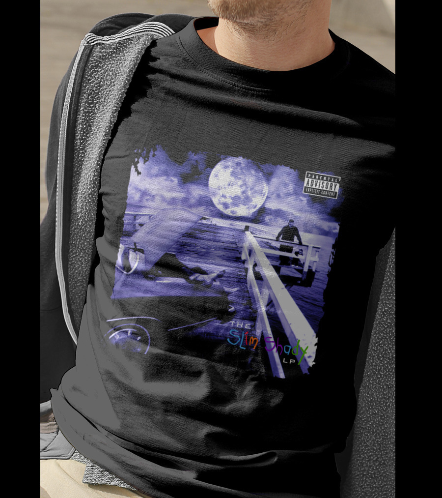 Eminem The Slim Shady LP Explicit Content Dark Purple Pier Moon T-Shirt