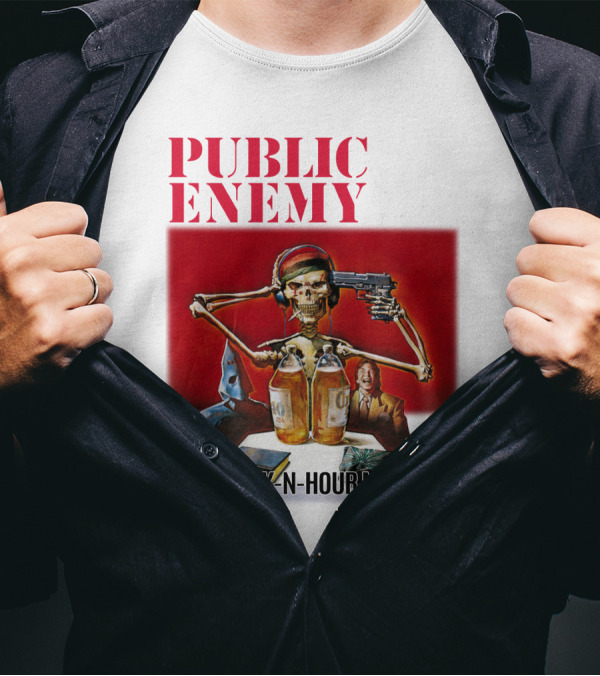 PUBLIC ENEMY Muse Sick N Hour Mess Age Skeleton Gun Bottles T-Shirt