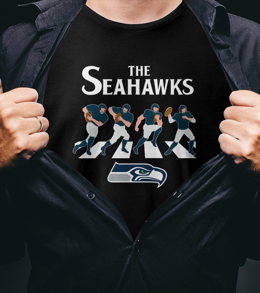 Seattle Seahawks Abbey Road Football Players Crossing T-Shirt