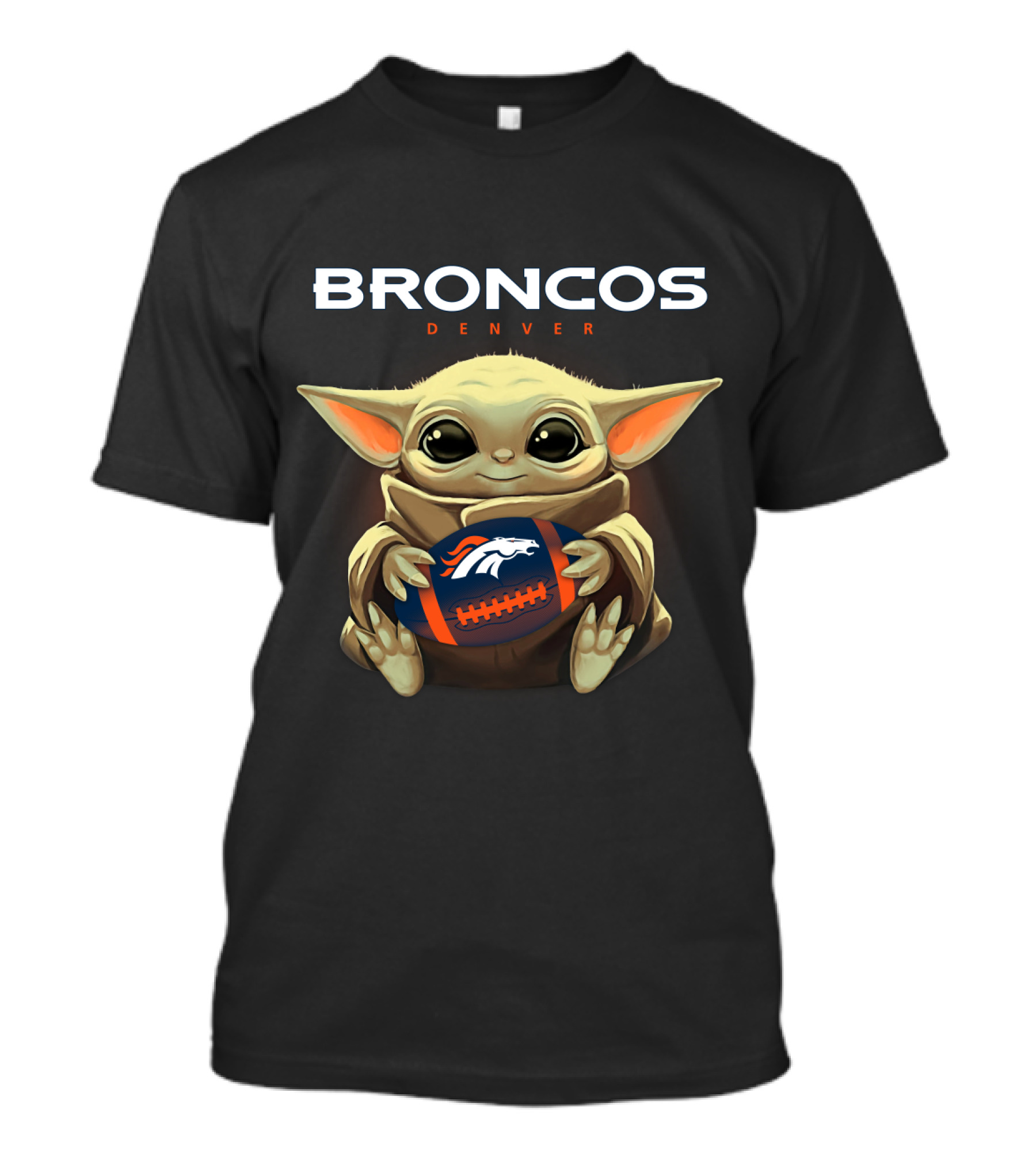 Broncos Denver Baby Yoda Holding Football T-Shirt