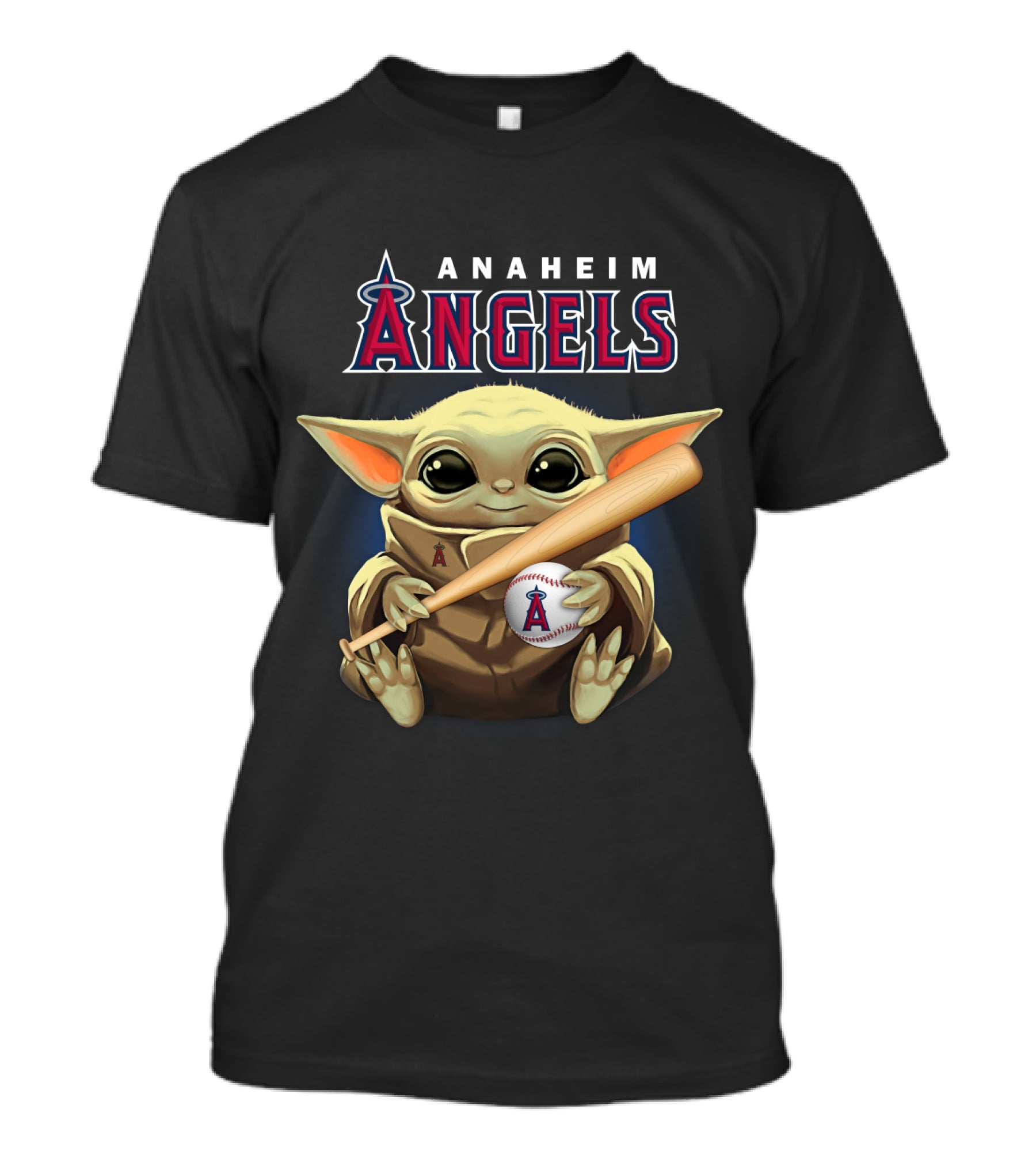Anaheim Angels Baby Yoda Baseball Bat And Ball T-Shirt