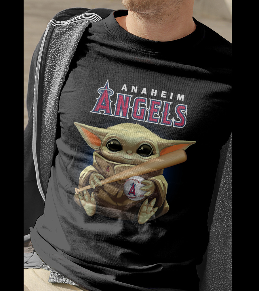 Anaheim Angels Baby Yoda Baseball Bat And Ball T-Shirt
