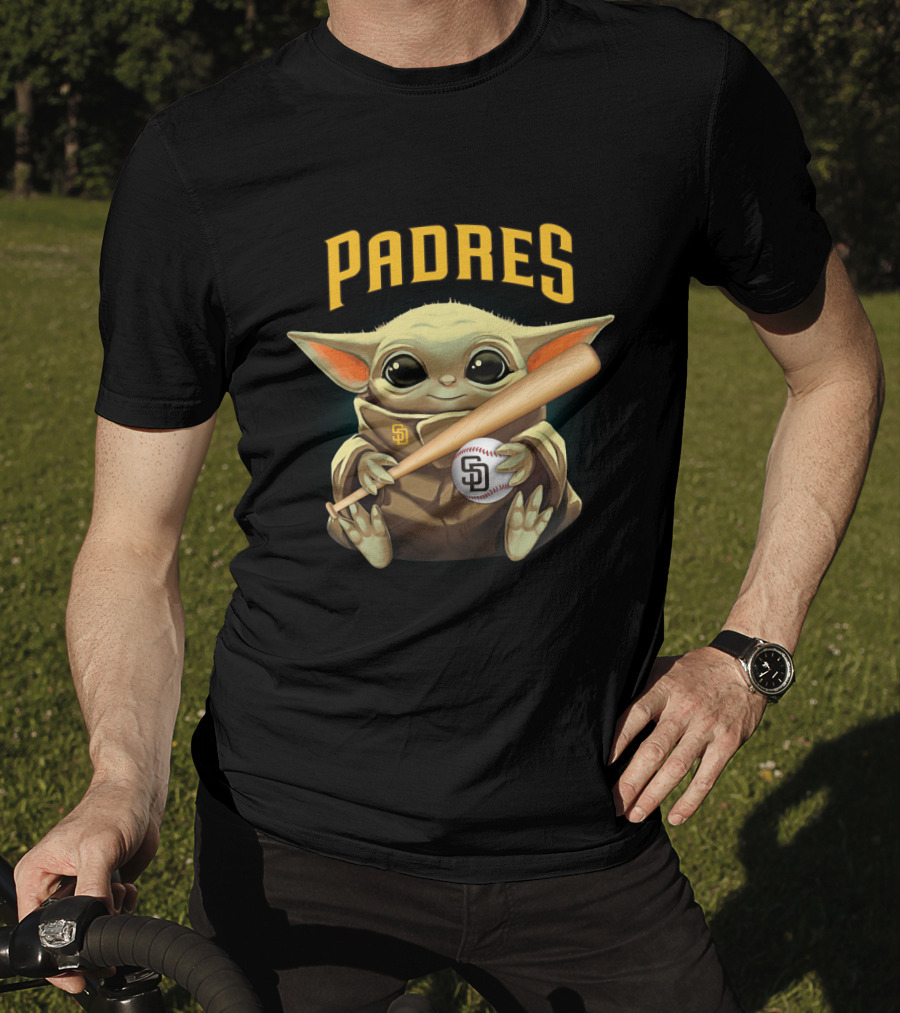 Padres Baby Yoda With Bat And Ball Sd T-Shirt