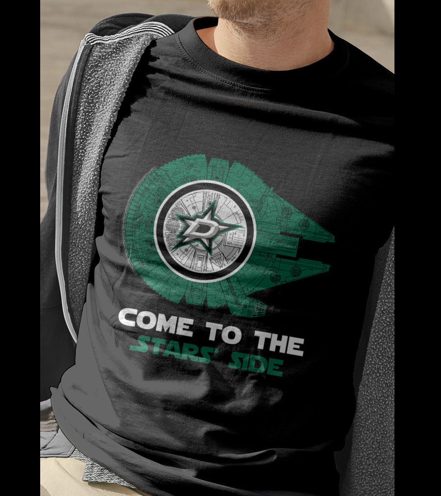 Come To The Stars' Side Dallas Stars Millennium Falcon T-Shirt