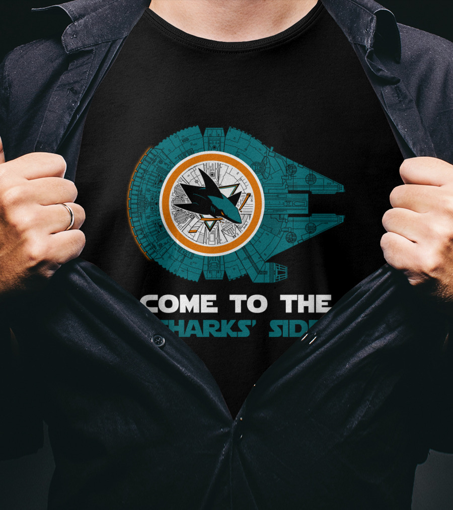 Come To The Sharks' Side San Jose Sharks Millennium Falcon T-Shirt
