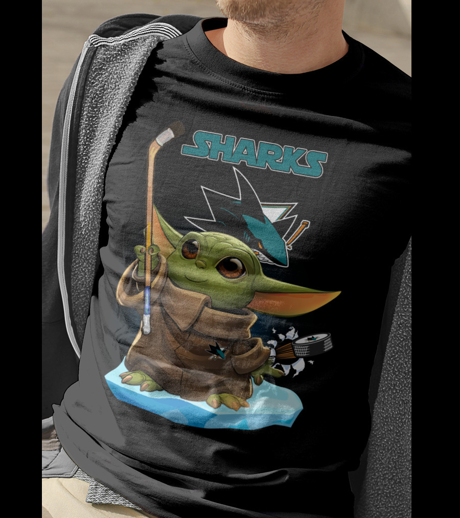 San Jose Sharks Baby Yoda Hockey Puck T-Shirt