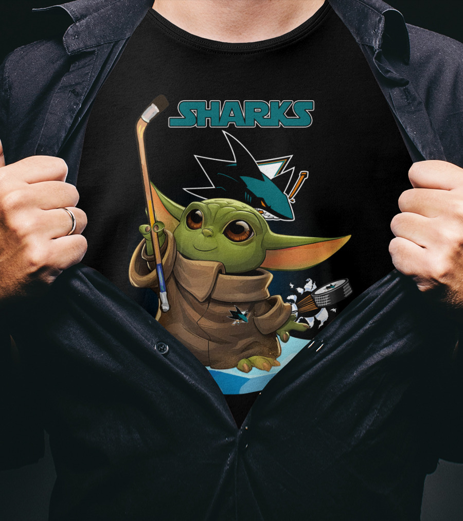 San Jose Sharks Baby Yoda Hockey Puck T-Shirt
