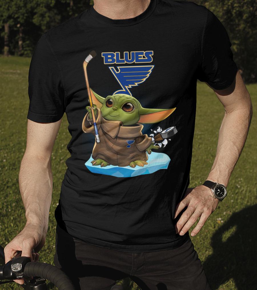 St Louis Blues Baby Yoda Hockey Stick Puck T-Shirt
