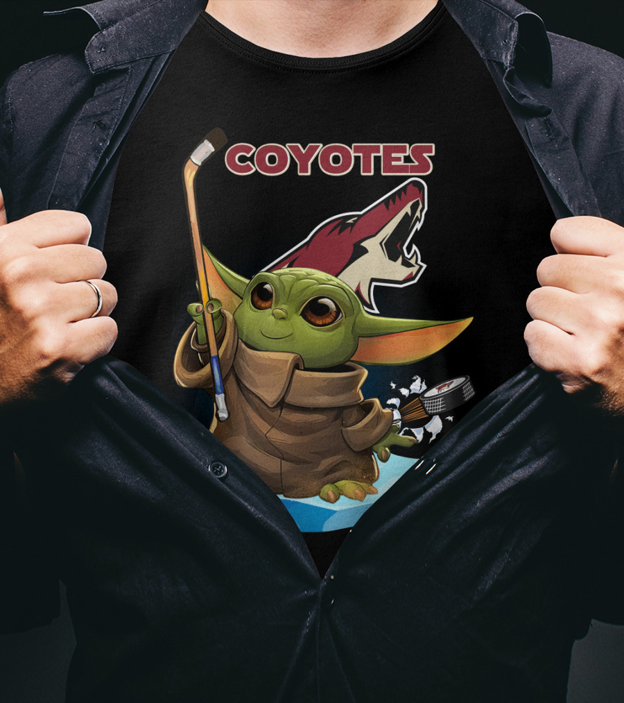 Baby Yoda Coyotes Hockey Fan Art Arizona Team T-Shirt