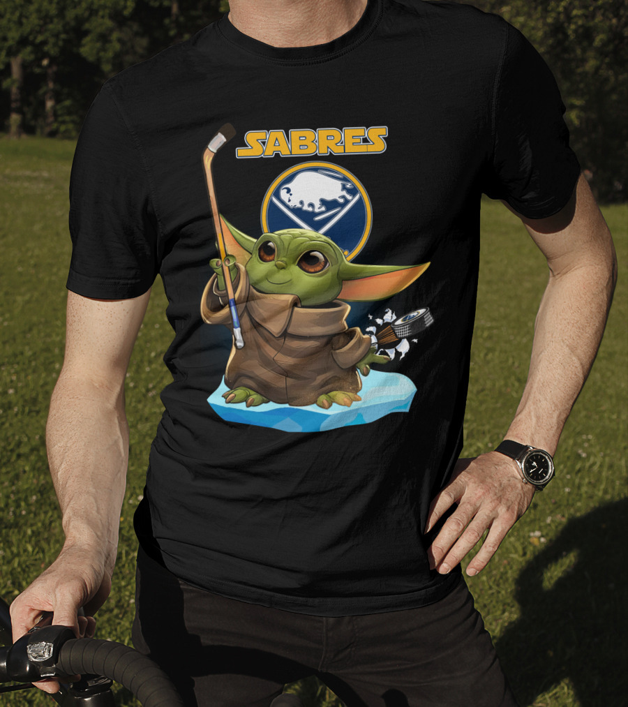 Baby Yoda Sabres Hockey Enthusiast With Buffalo T-Shirt