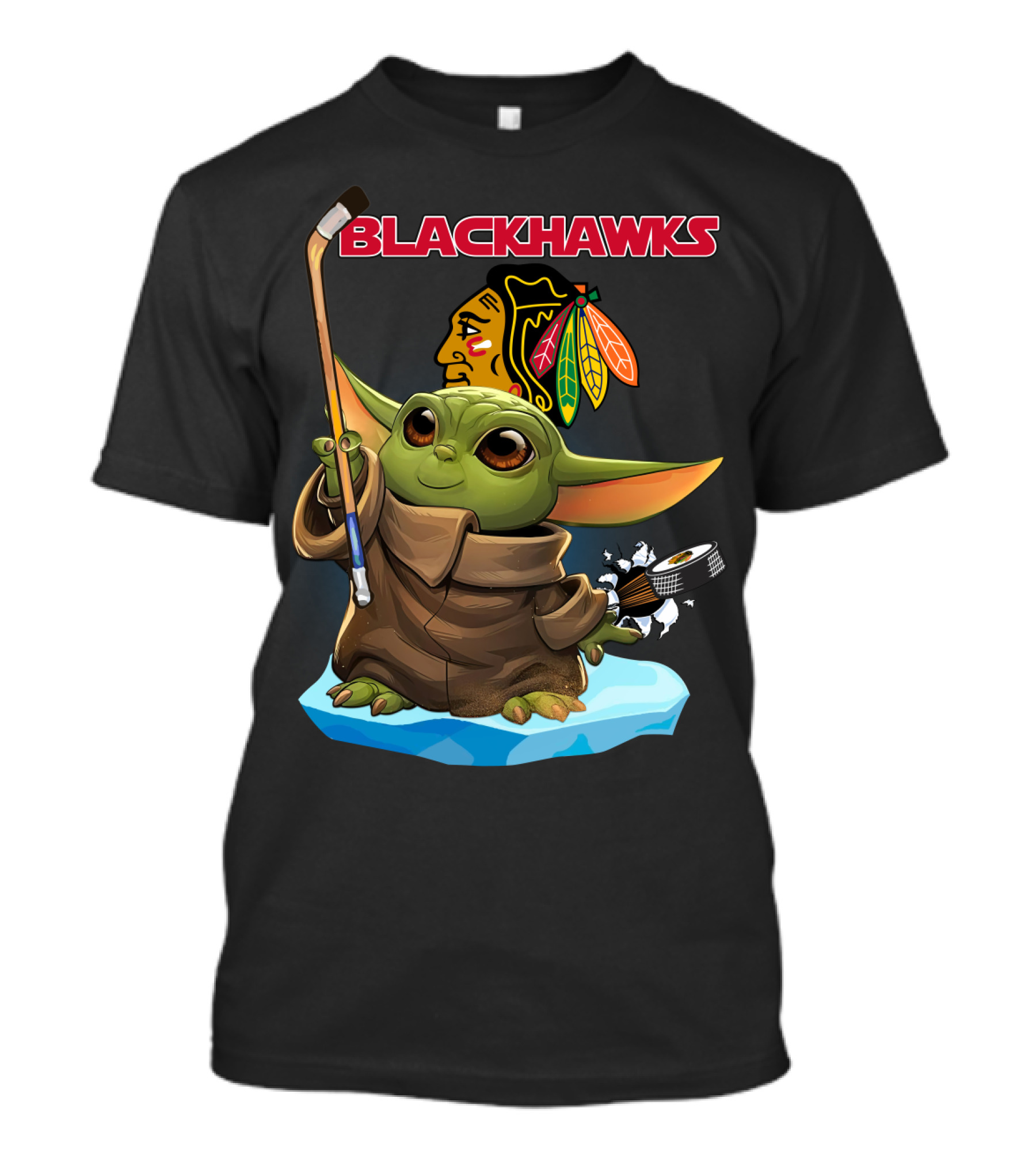 Blackhawks Baby Yoda Hockey Star Wars Character T-Shirt