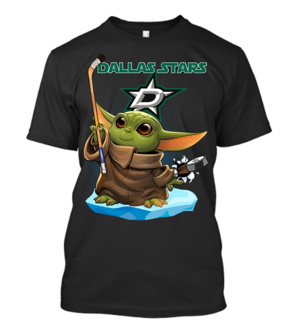 Dallas Stars Baby Yoda Hockey Nhl Star Wars Crossover T-Shirt