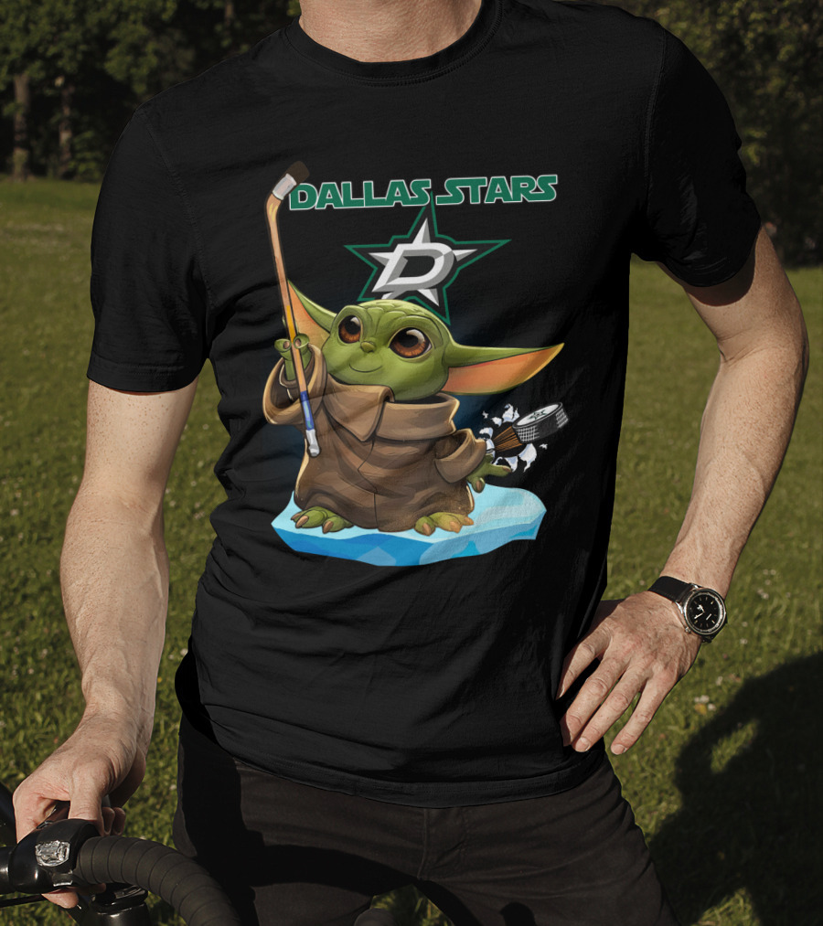 Dallas Stars Baby Yoda Hockey Nhl Star Wars Crossover T-Shirt