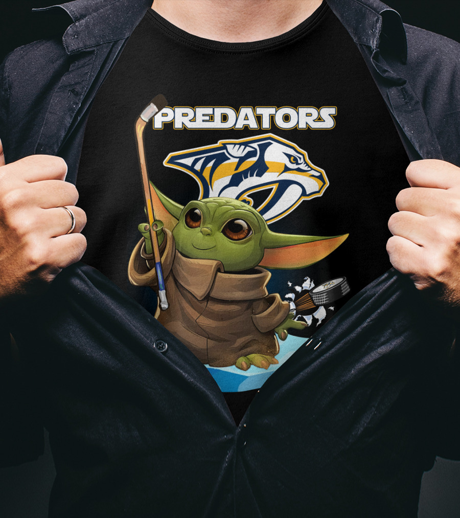 Baby Yoda Predators Hockey Nhl Star Wars Nashville T-Shirt