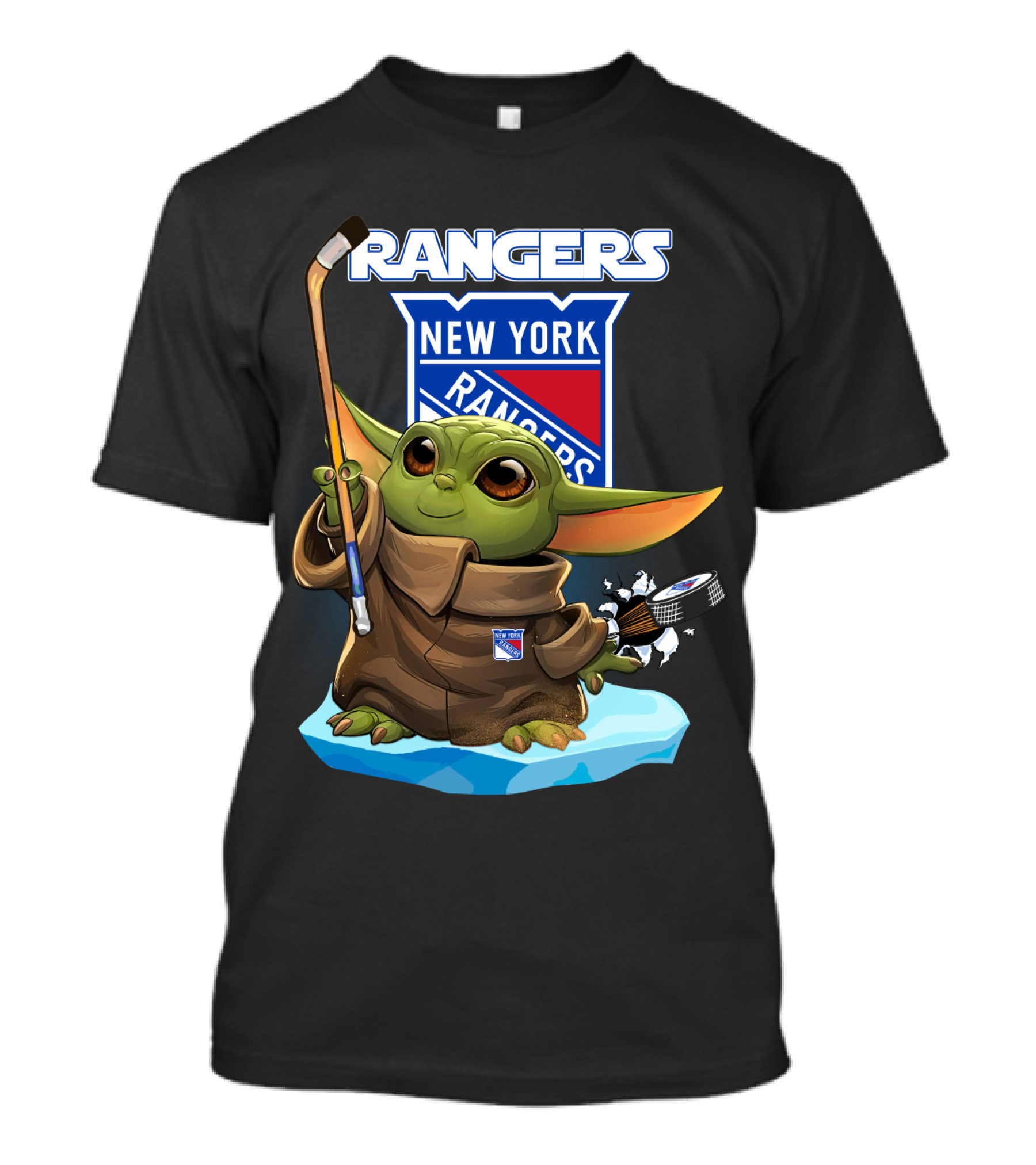 New York Rangers Baby Yoda Hockey NHL T-Shirt