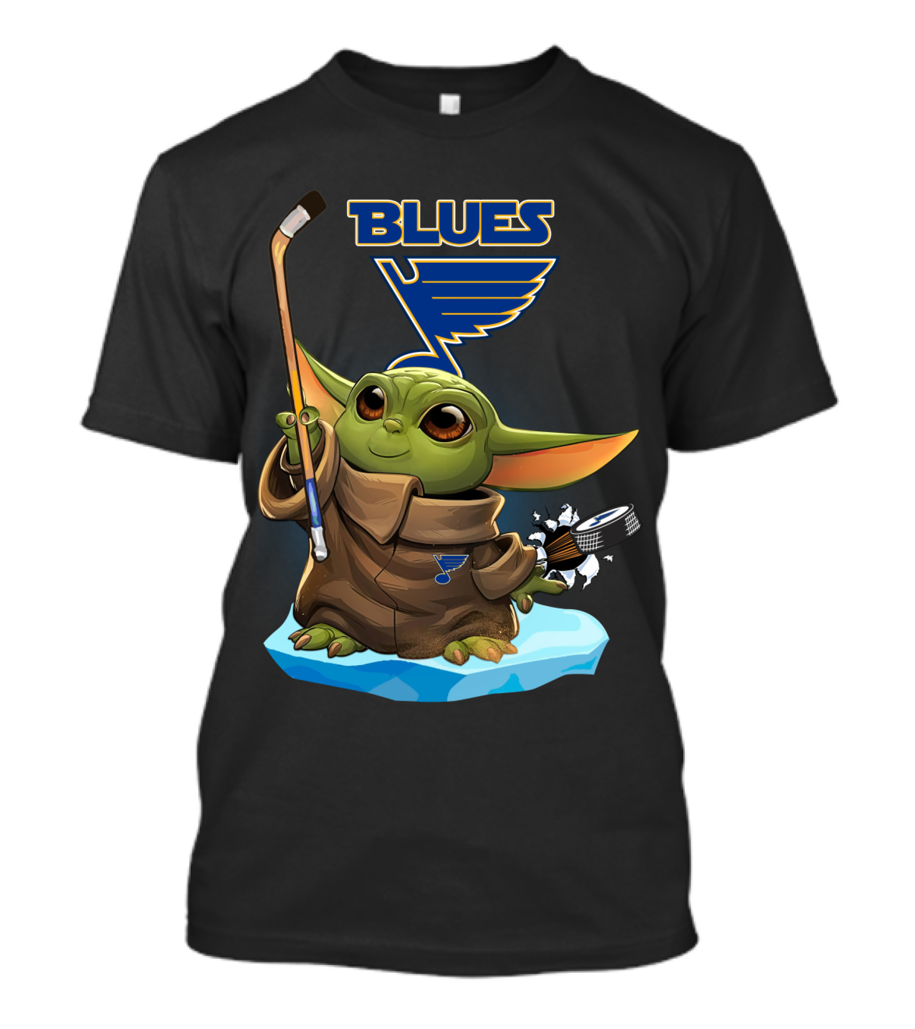 St Louis Blues Baby Yoda NHL Hockey Puck Star Wars Crossover T-Shirt