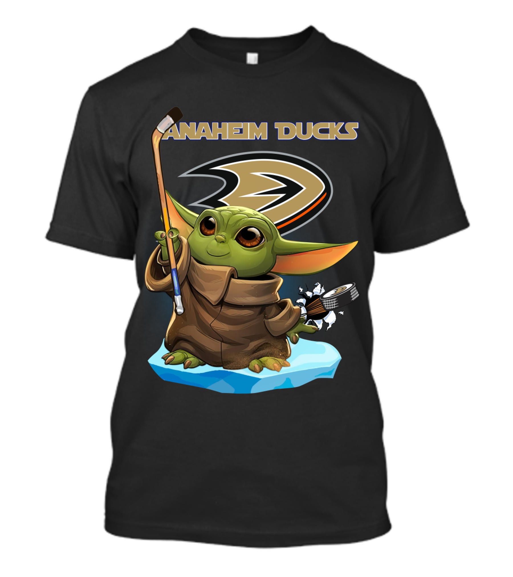 Anaheim Ducks Baby Yoda NHL Hockey Stick Puck T-Shirt