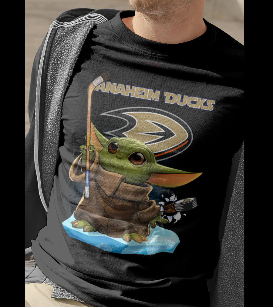 Anaheim Ducks Baby Yoda NHL Hockey Stick Puck T-Shirt