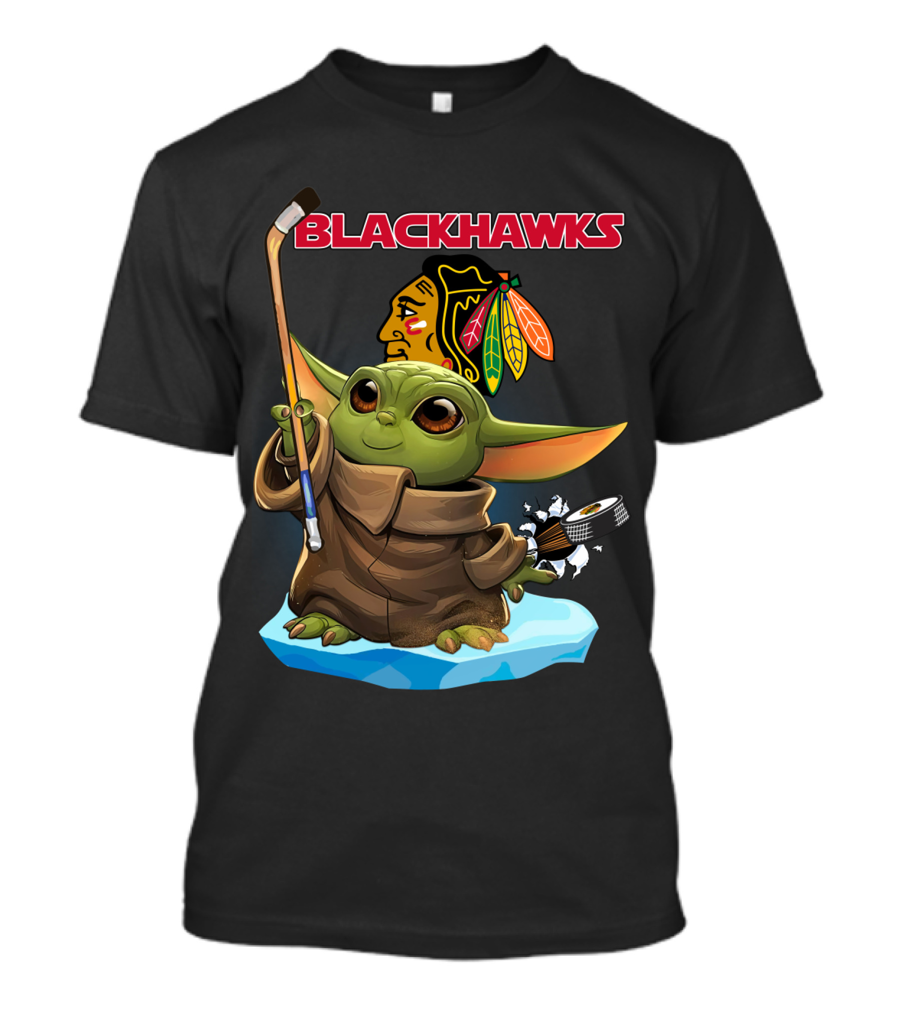 Chicago Blackhawks Baby Yoda NHL Hockey Star Wars Crossover T-Shirt