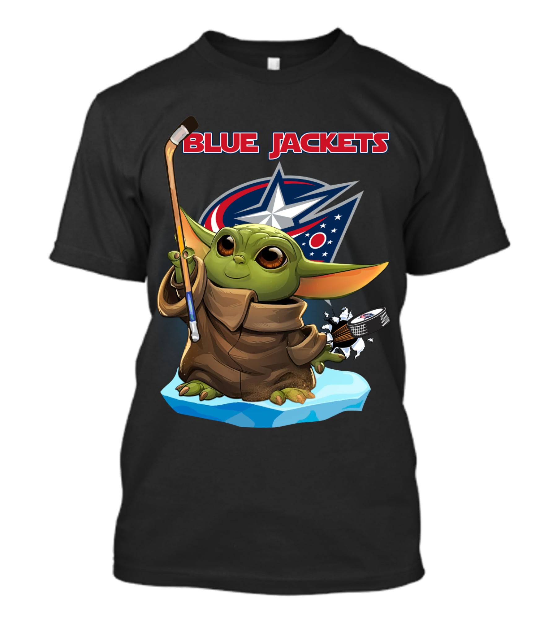 Blue Jackets Baby Yoda Columbus NHL Hockey Star Wars T-Shirt
