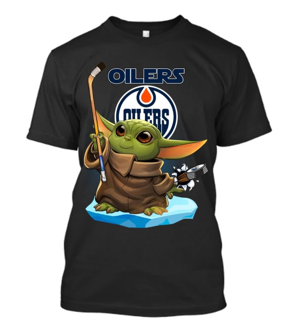 Oilers Baby Yoda Edmonton NHL Hockey Stick And Puck T-Shirt