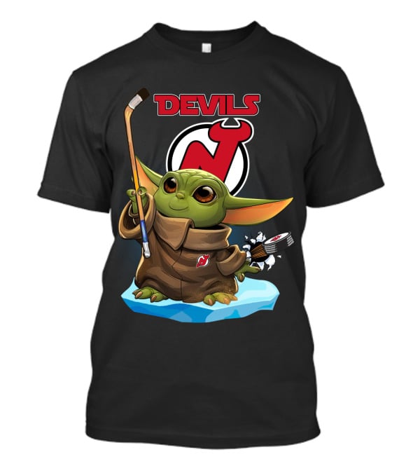 New Jersey Devils Baby Yoda NHL Hockey Stick Puck T-Shirt