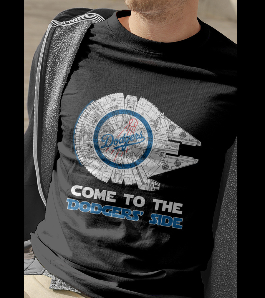Come To The Dodgers' Side Los Angeles Dodgers Millennium Falcon Mlb Spaceship T-Shirt