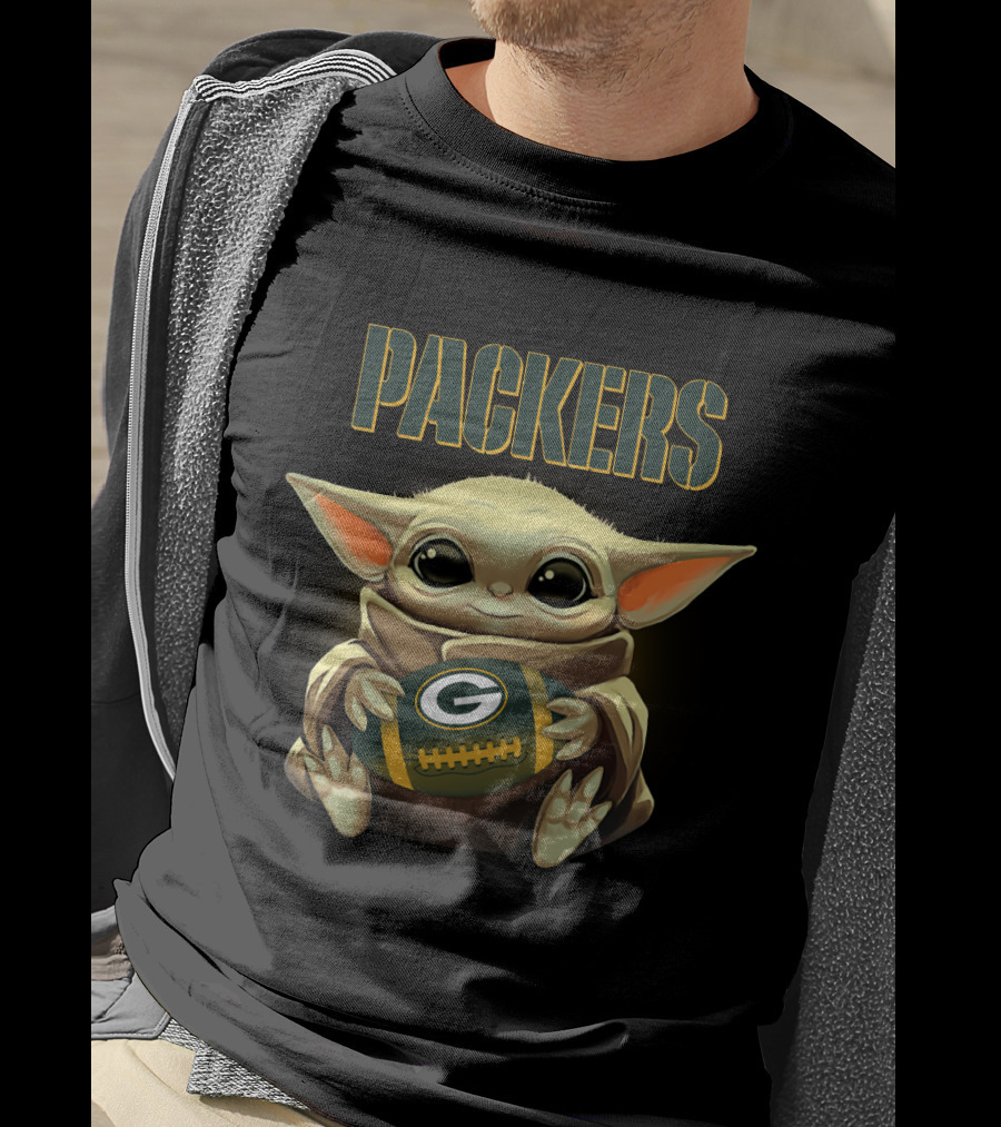 Packers Football Baby Yoda Star Wars Crossover Featuring Green Bay Packers T-Shirt